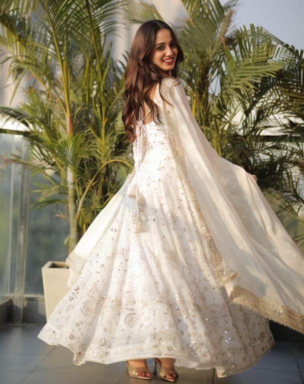Eloriya Shivali Trendy White Anarkali Suit Set - S [36] | Eloriya India
