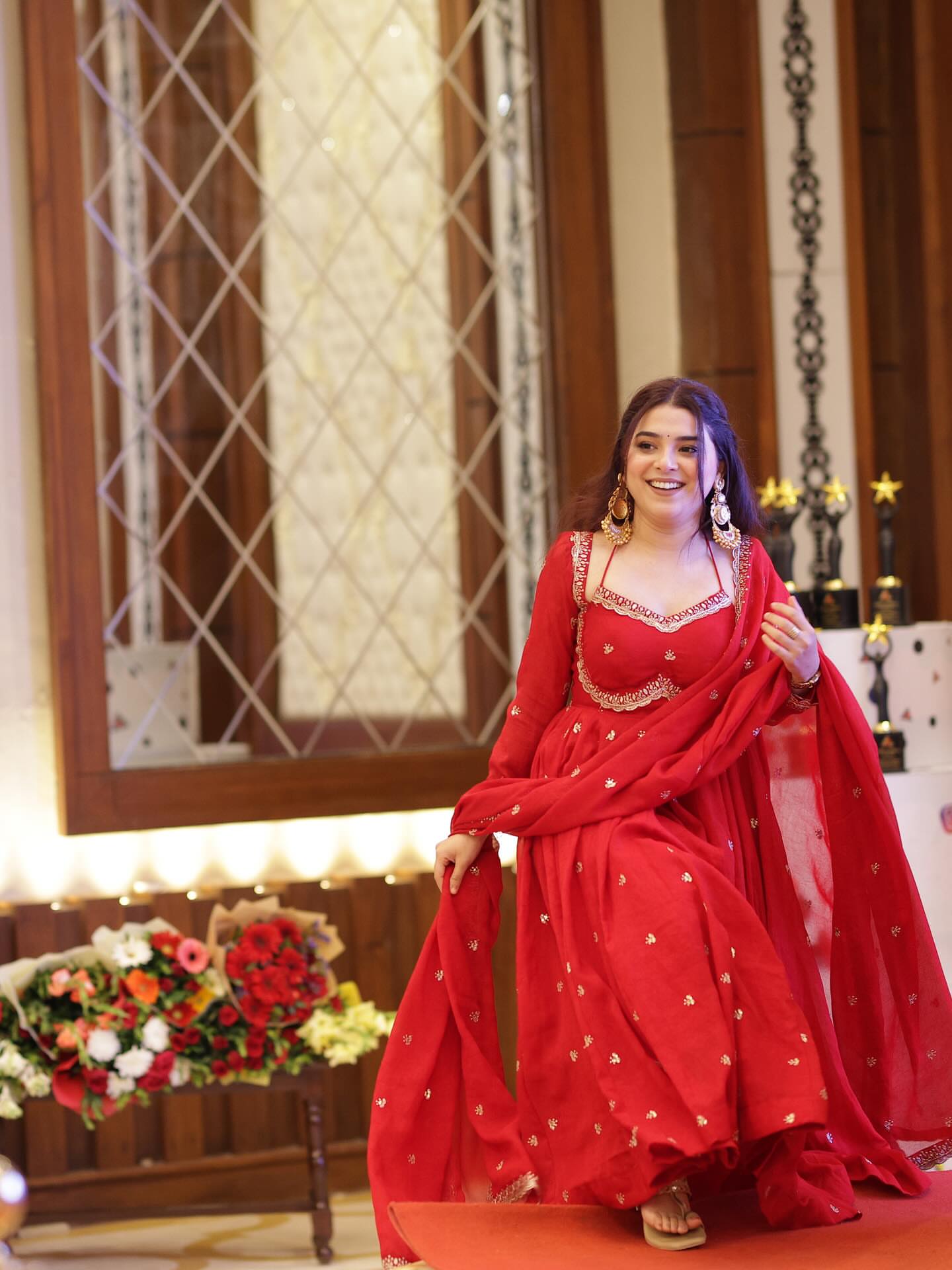 Eloriya Classic Red Karva Chauth Special Anarkali Suit Set - XL [42] | Eloriya India