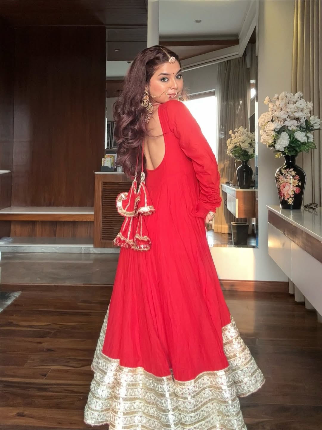 Eloriya Maharani Red Karva Chauth Special Anarkali Suit Set | Eloriya India