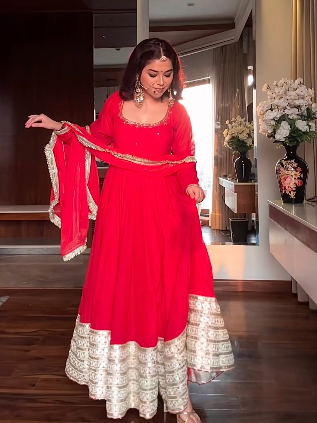 Eloriya Maharani Red Karva Chauth Special Anarkali Suit Set | Eloriya India