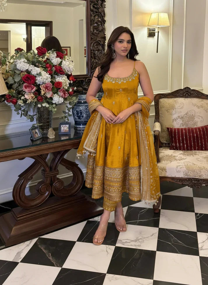 Eloriya Alveera Premium Quality Mustard Yellow Suit Set - M [38] | Eloriya India