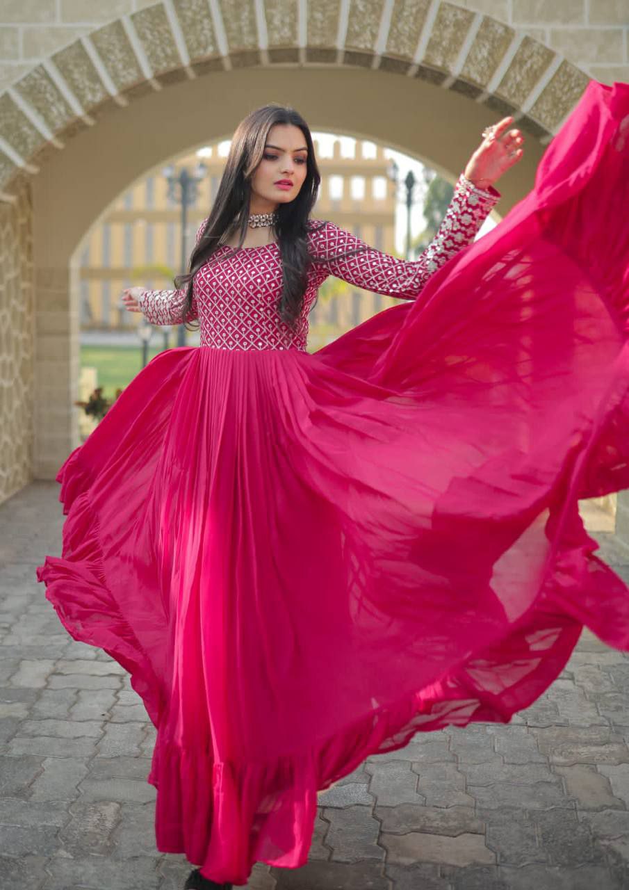Eloriya Pink Coloured Party Wear Gown 9122 - XS | Eloriya India