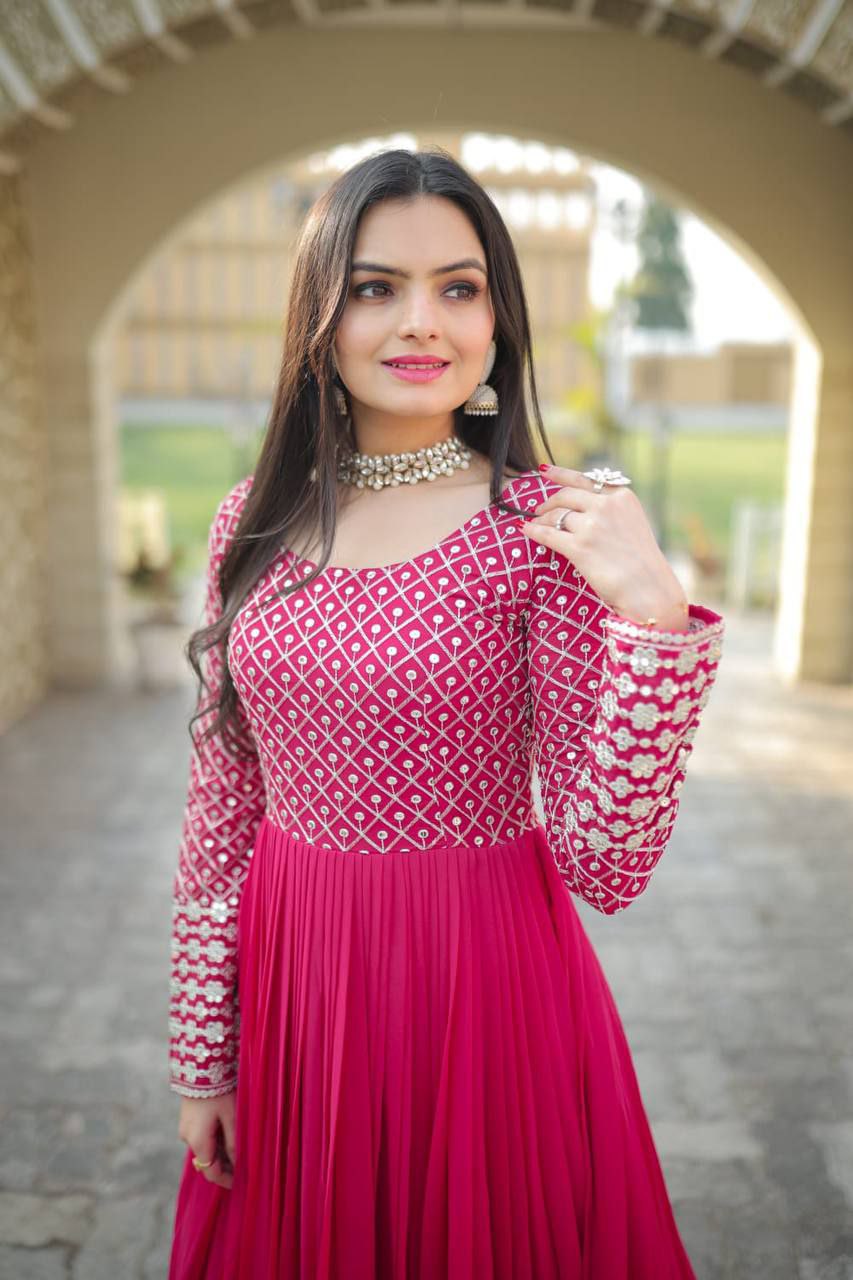 Eloriya Pink Coloured Party Wear Gown 9122 - M | Eloriya India