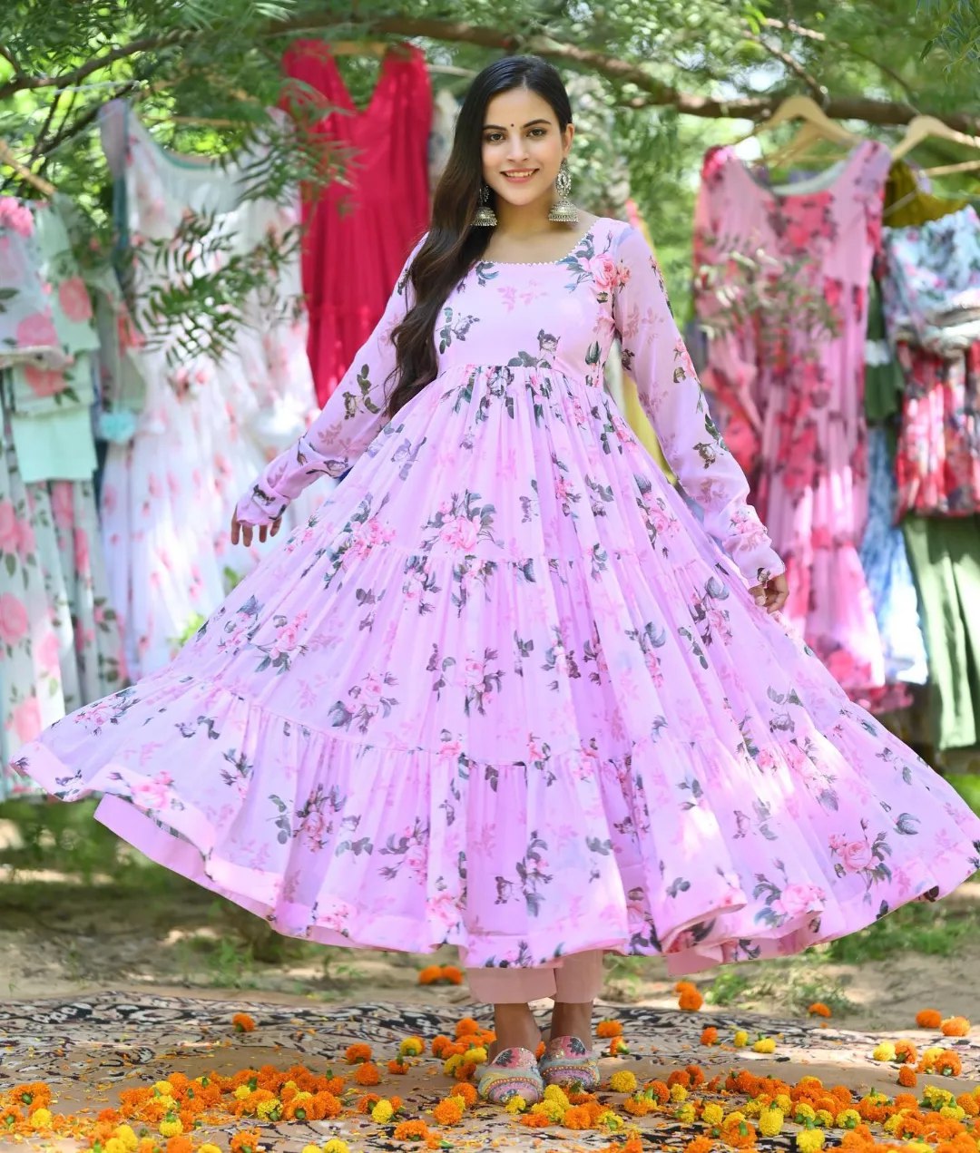 Eloriya Blooming Aliza Purple Suit - XXL | Eloriya India