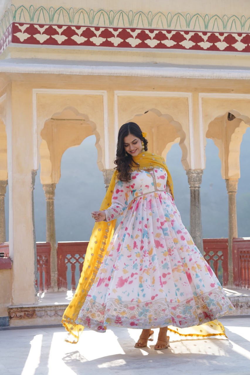 Eloriya Premium Quality Malti Anarkali Suit Set - L(40'') | Eloriya India