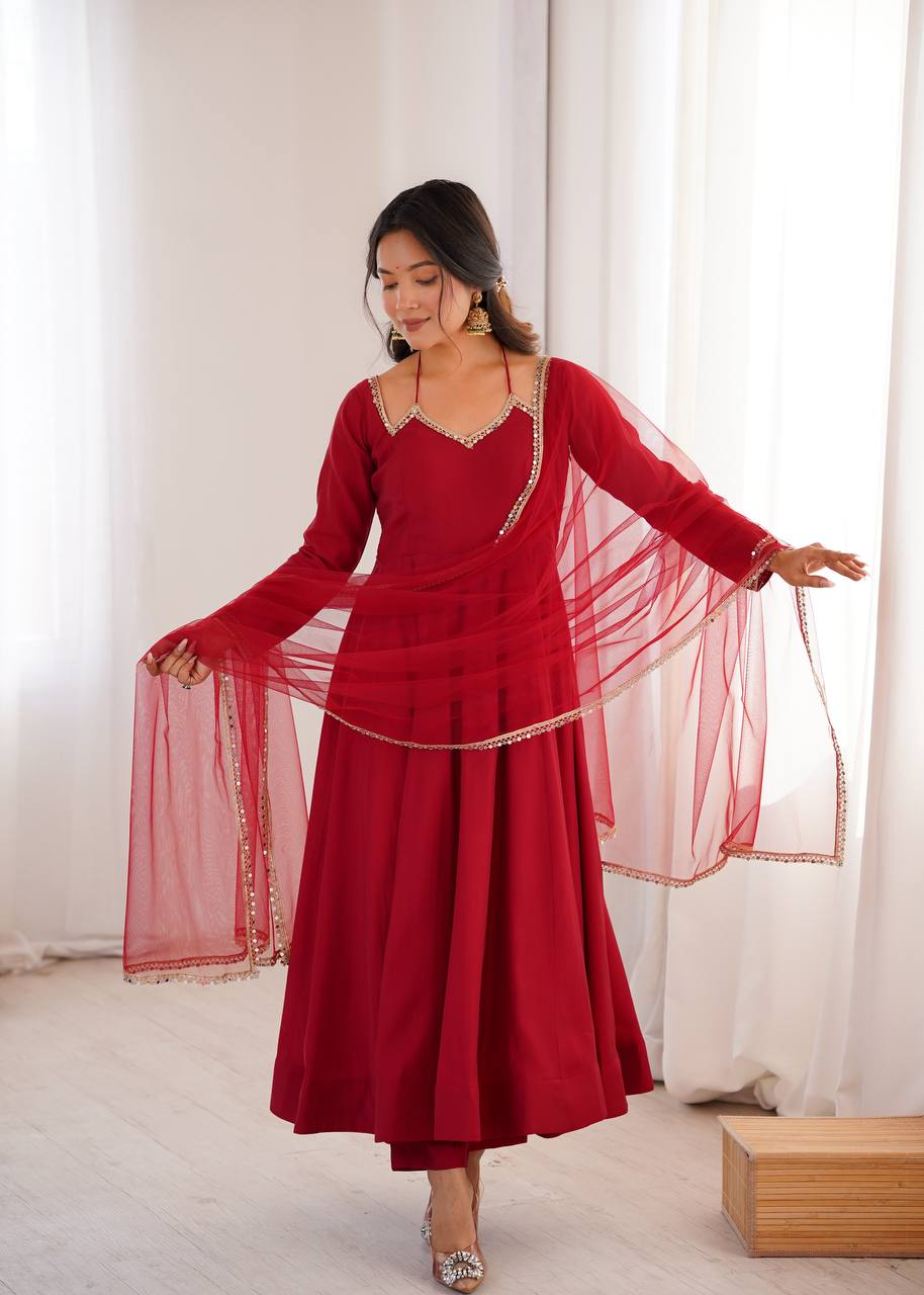 Eloriya Premium Maroon Anarkali Suit Set | Eloriya India