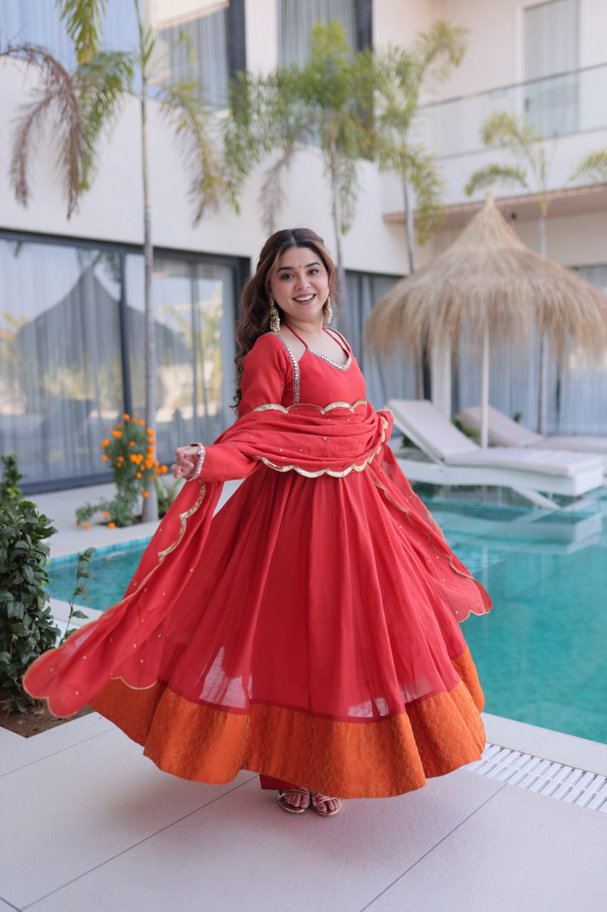 Eloriya Queen Look – Premium Red Anarkali Suit Set | Eloriya India