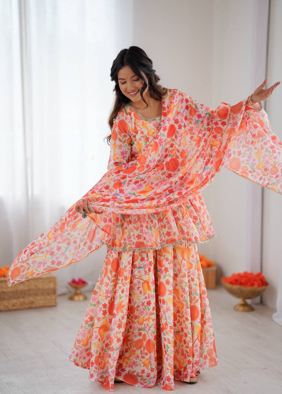 Eloriya New Designer Kediya Kurta Palazzo Set - M [38] | Eloriya India
