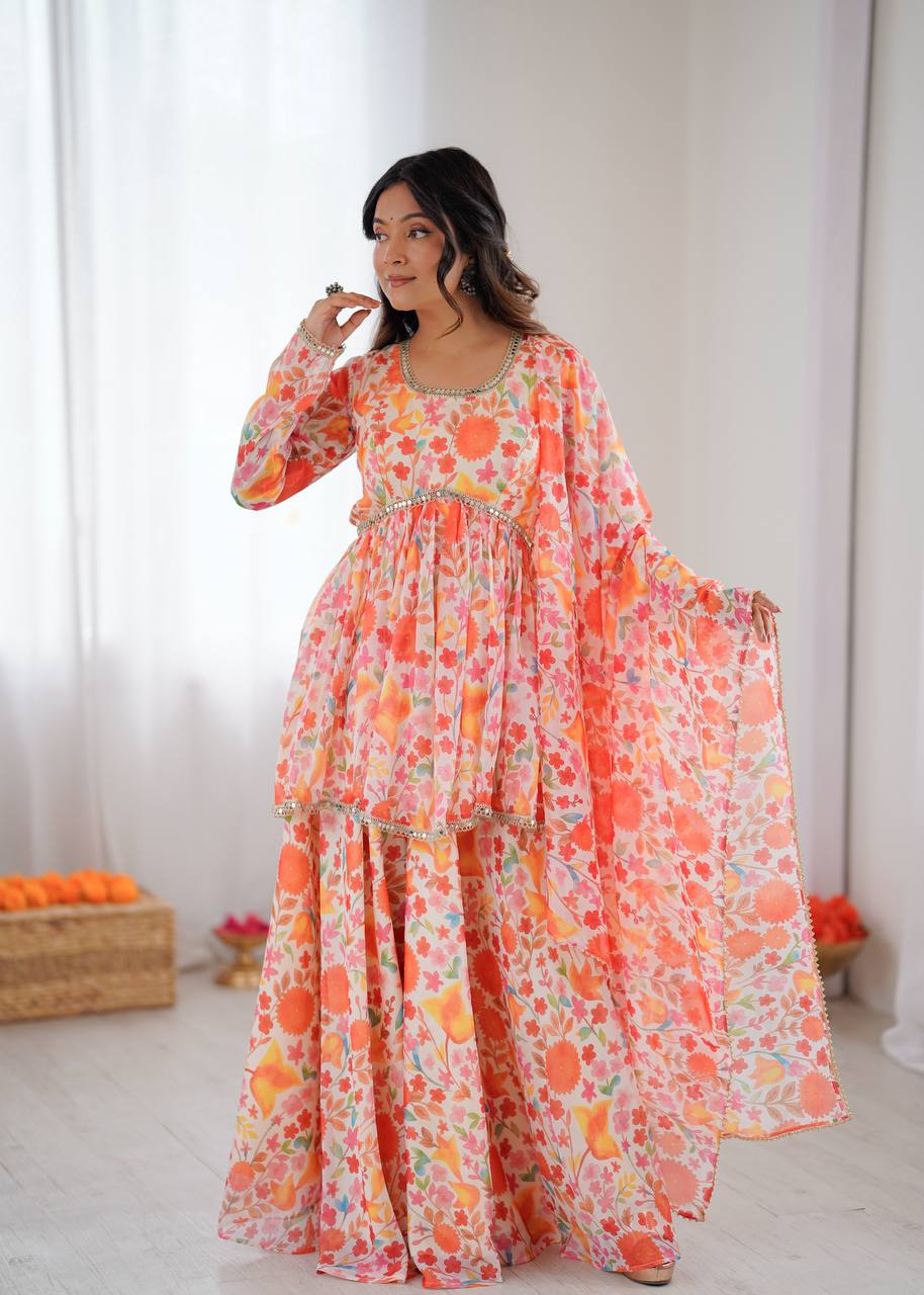 Eloriya New Designer Kediya Kurta Palazzo Set | Eloriya India