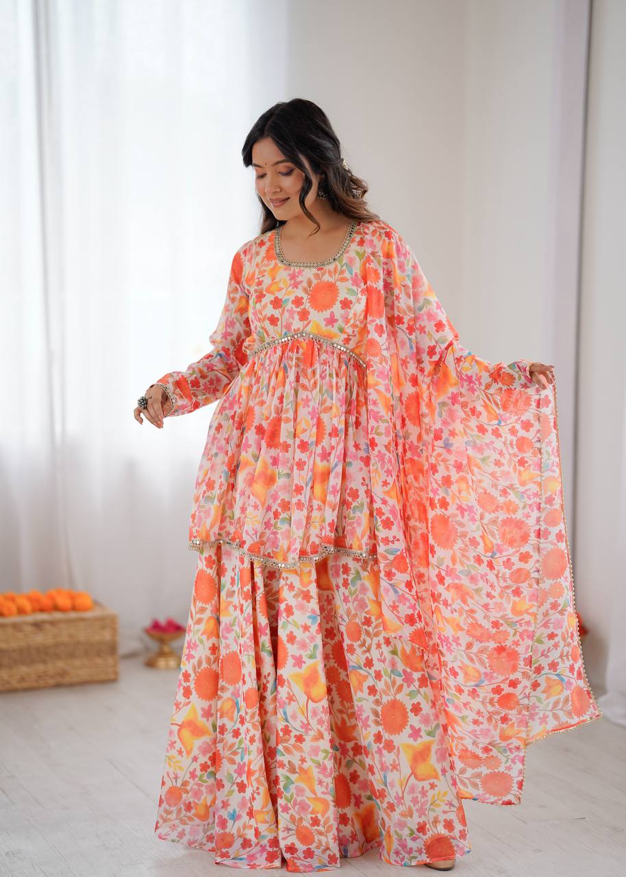 Eloriya New Designer Kediya Kurta Palazzo Set | Eloriya India