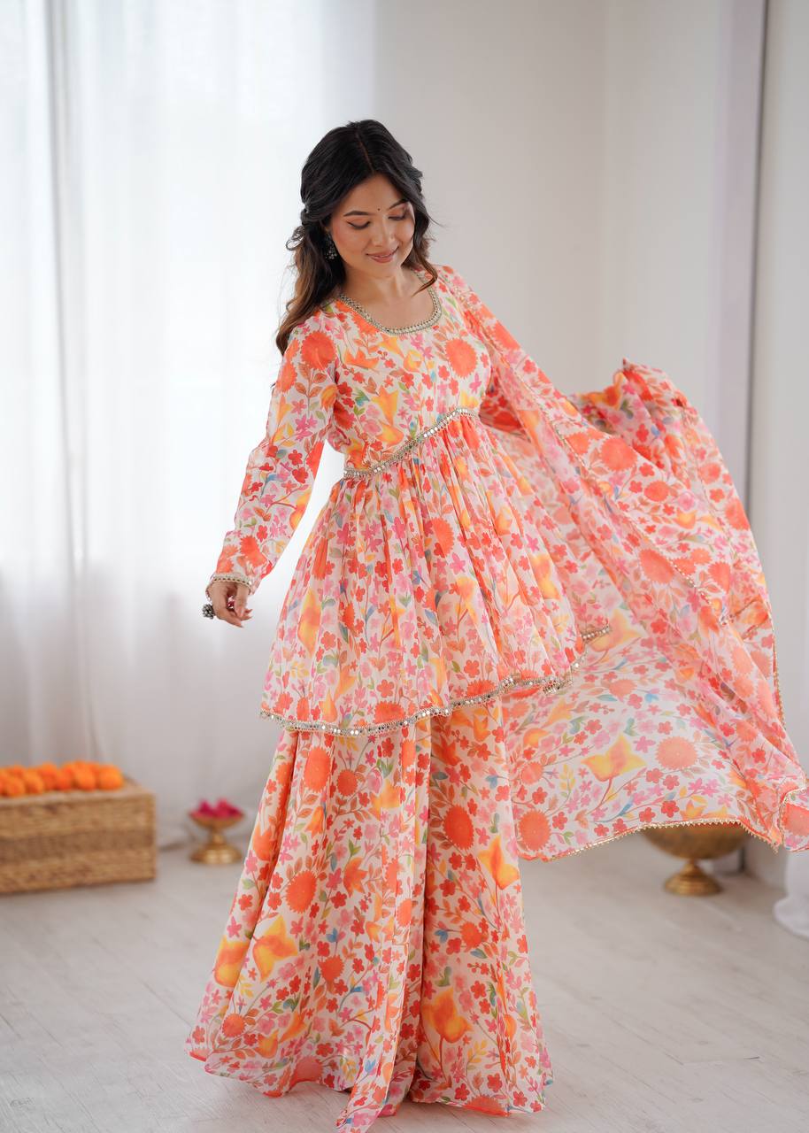 Eloriya New Designer Kediya Kurta Palazzo Set - S [36] | Eloriya India