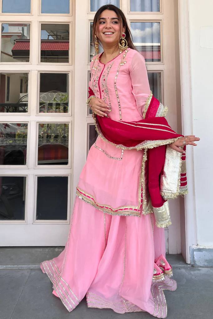 Eloriya Raumya Neon Elegant Sharara Suit Set - Dusty pink | Eloriya India