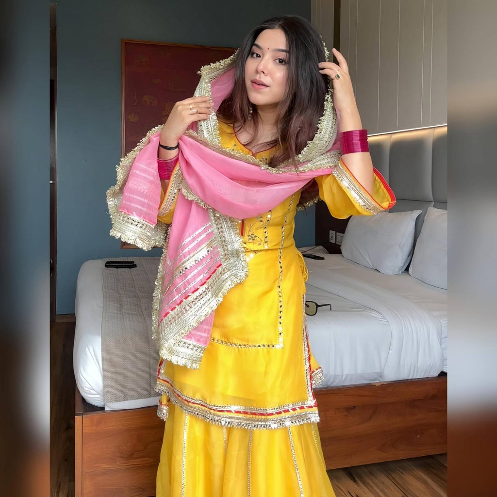Eloriya Raumya Neon Elegant Sharara Suit Set - Yellow | Eloriya India