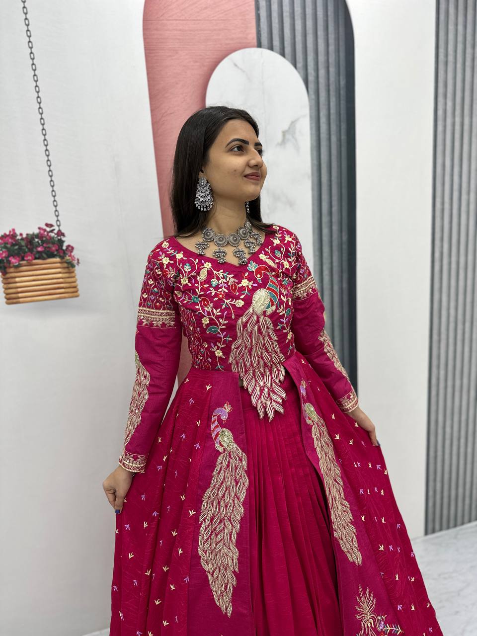 Eloriya Premium Quality Heavy Traditional Crop Top With Shrug With Color - Rama | Eloriya India