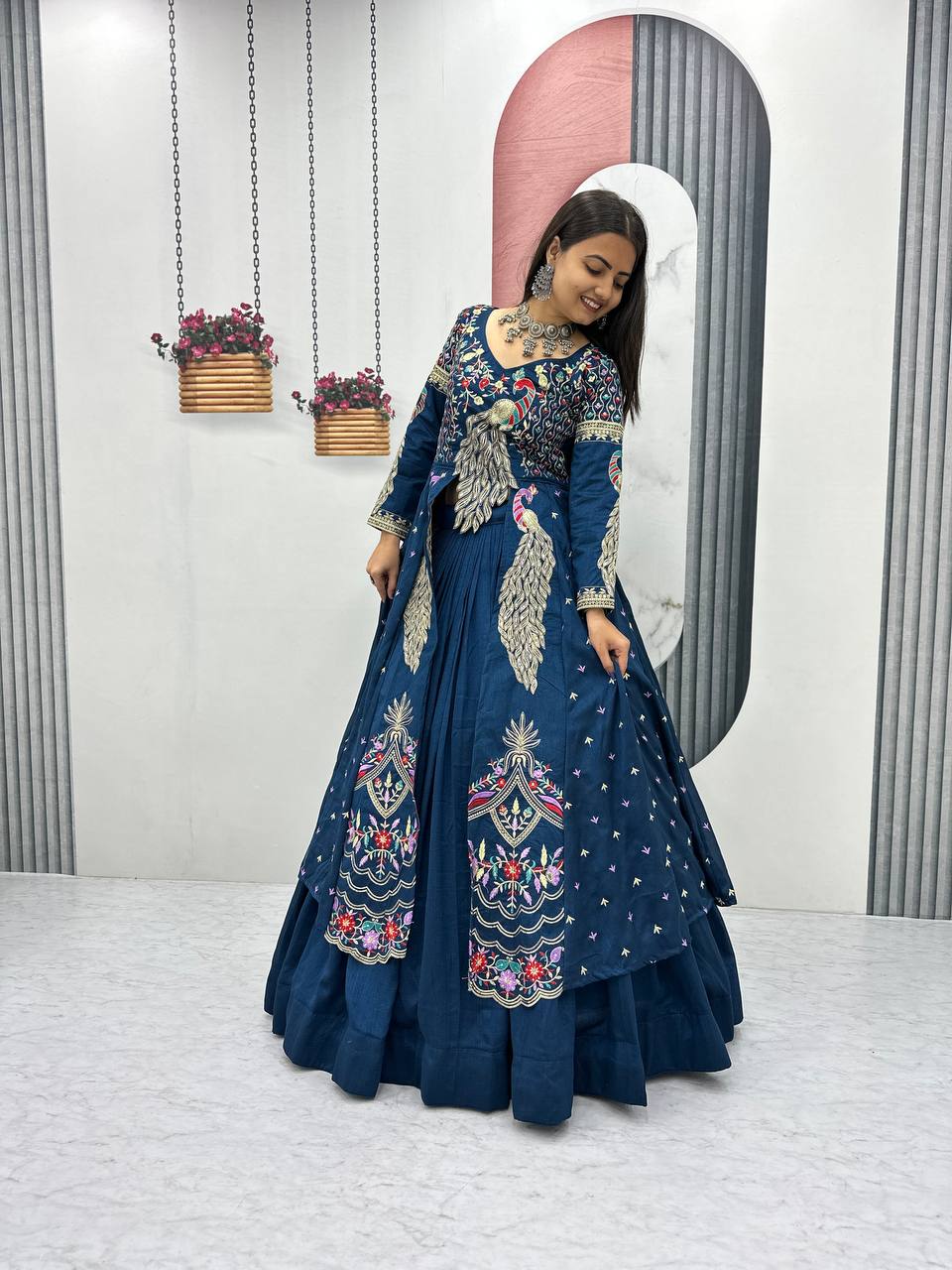 Eloriya Premium Quality Heavy Traditional Crop Top With Shrug - M [38] | Eloriya India