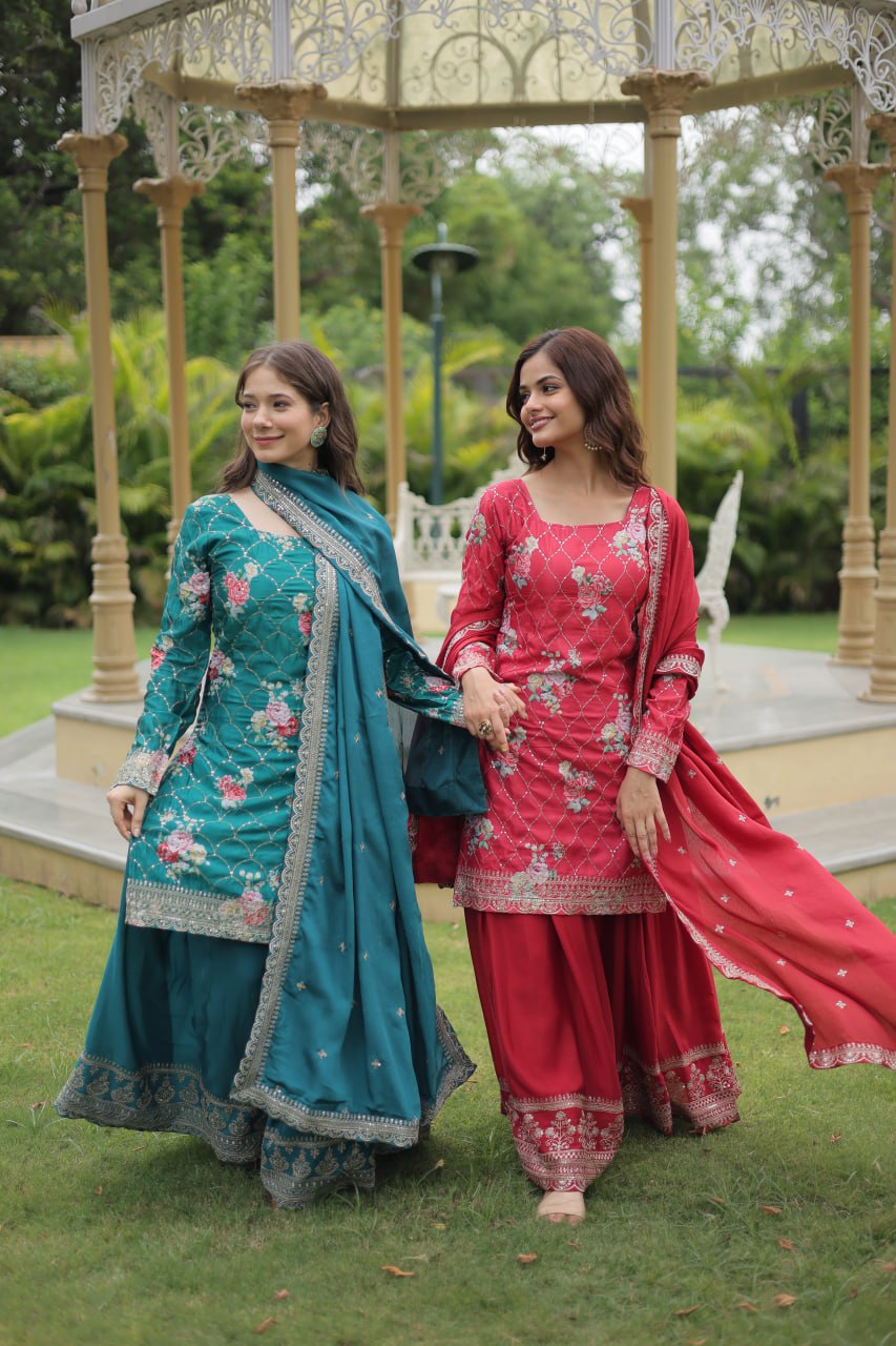 Eloriya Siya's Premium Designer Readymade Kurti-Plazoo-Dupatta Ka-1125 - M [38] | Eloriya India