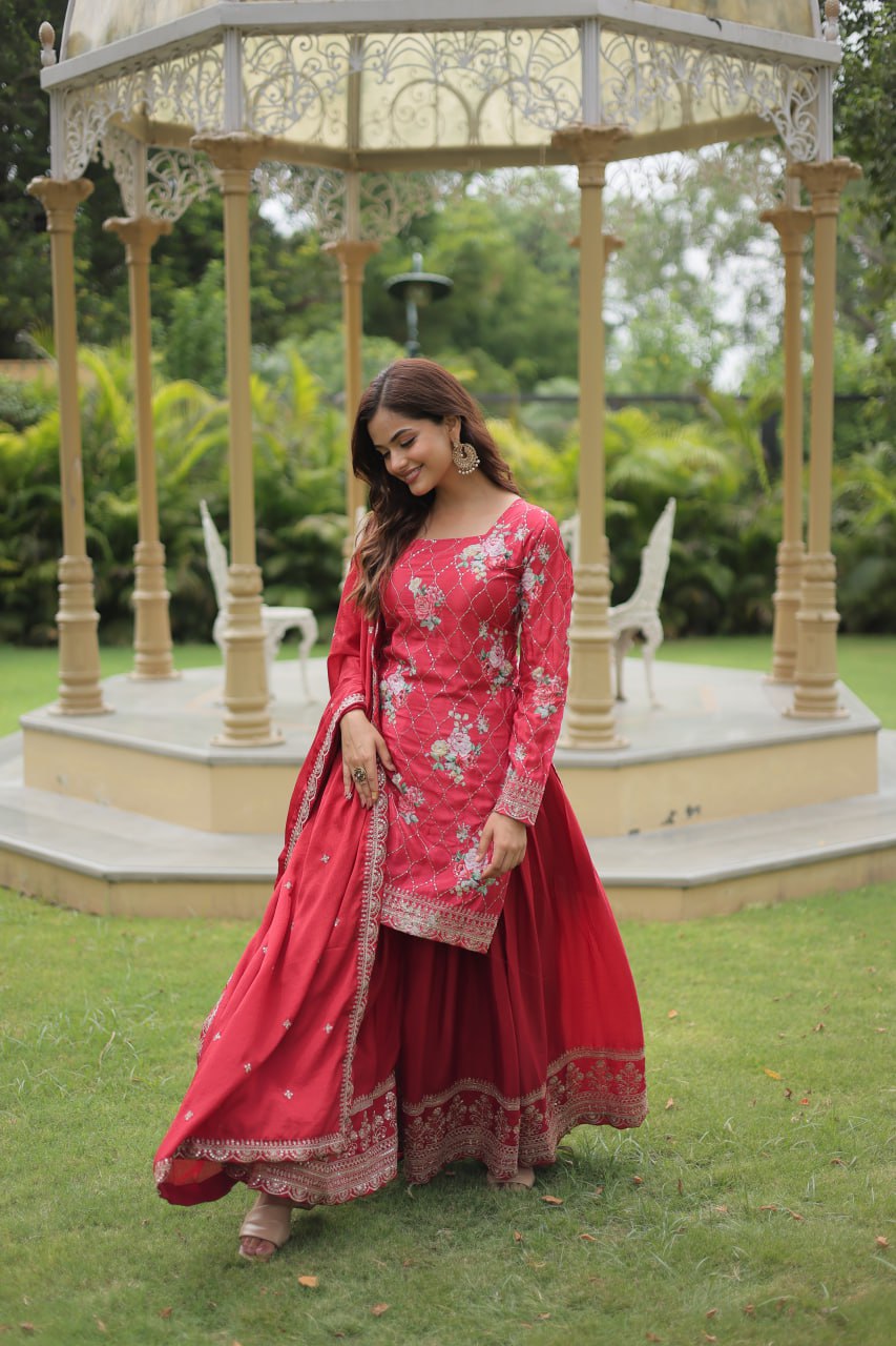 Eloriya Siya's Premium Designer Readymade Kurti-Plazoo-Dupatta Ka-1125 - 2XL [44] | Eloriya India