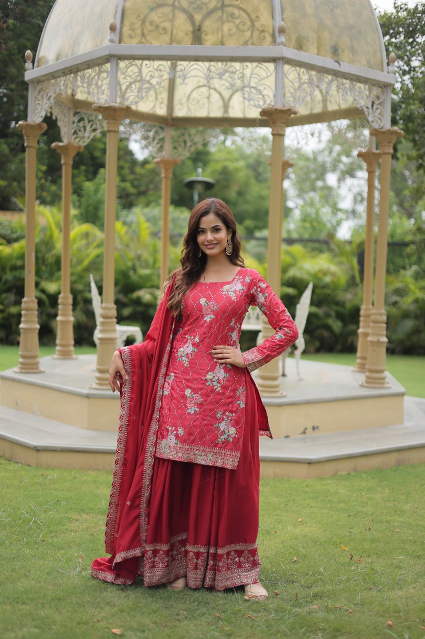 Eloriya Siya's Premium Designer Readymade Kurti-Plazoo-Dupatta Ka-1125 - XL [42] | Eloriya India
