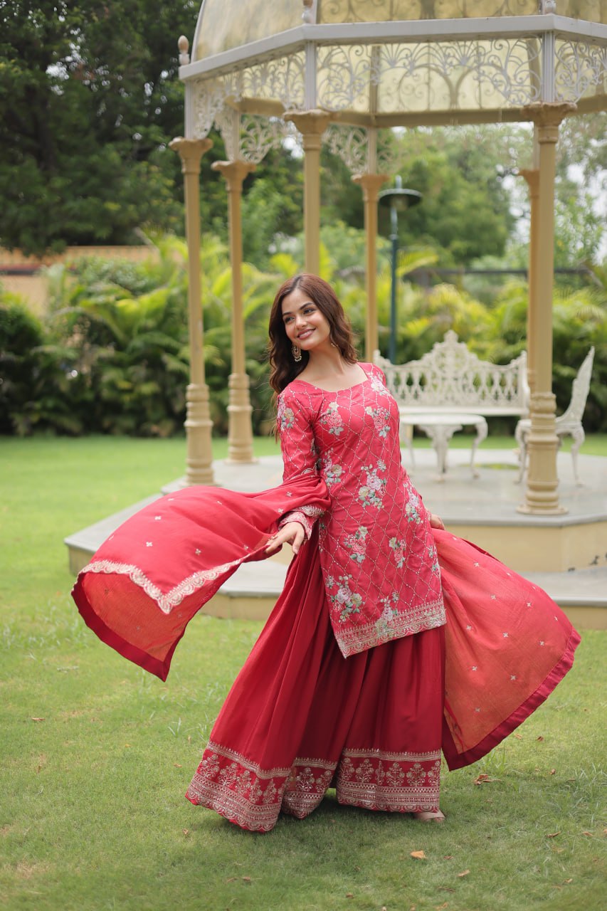 Eloriya Siya's Premium Designer Readymade Kurti-Plazoo-Dupatta Ka-1125 - L [40] | Eloriya India