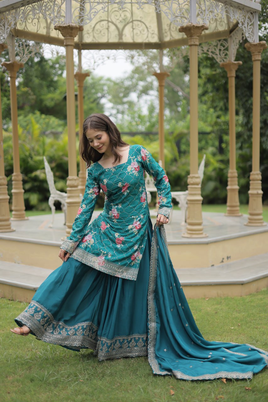 Eloriya Siya's Premium Designer Readymade Kurti-Plazoo-Dupatta Ka-1125 | Eloriya India