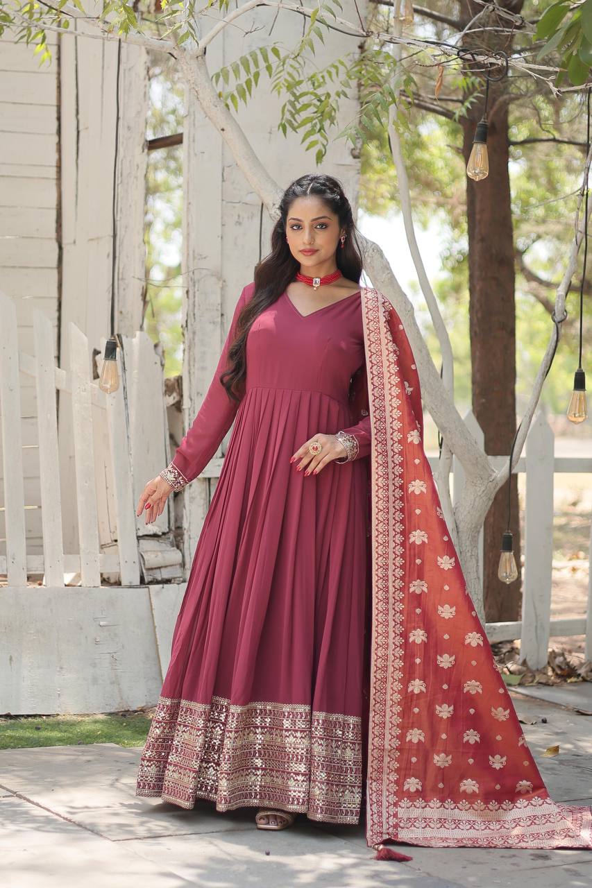 Eloriya New Class Gown-With-Dupatta Collections Lw-9184 - Pink | Eloriya India
