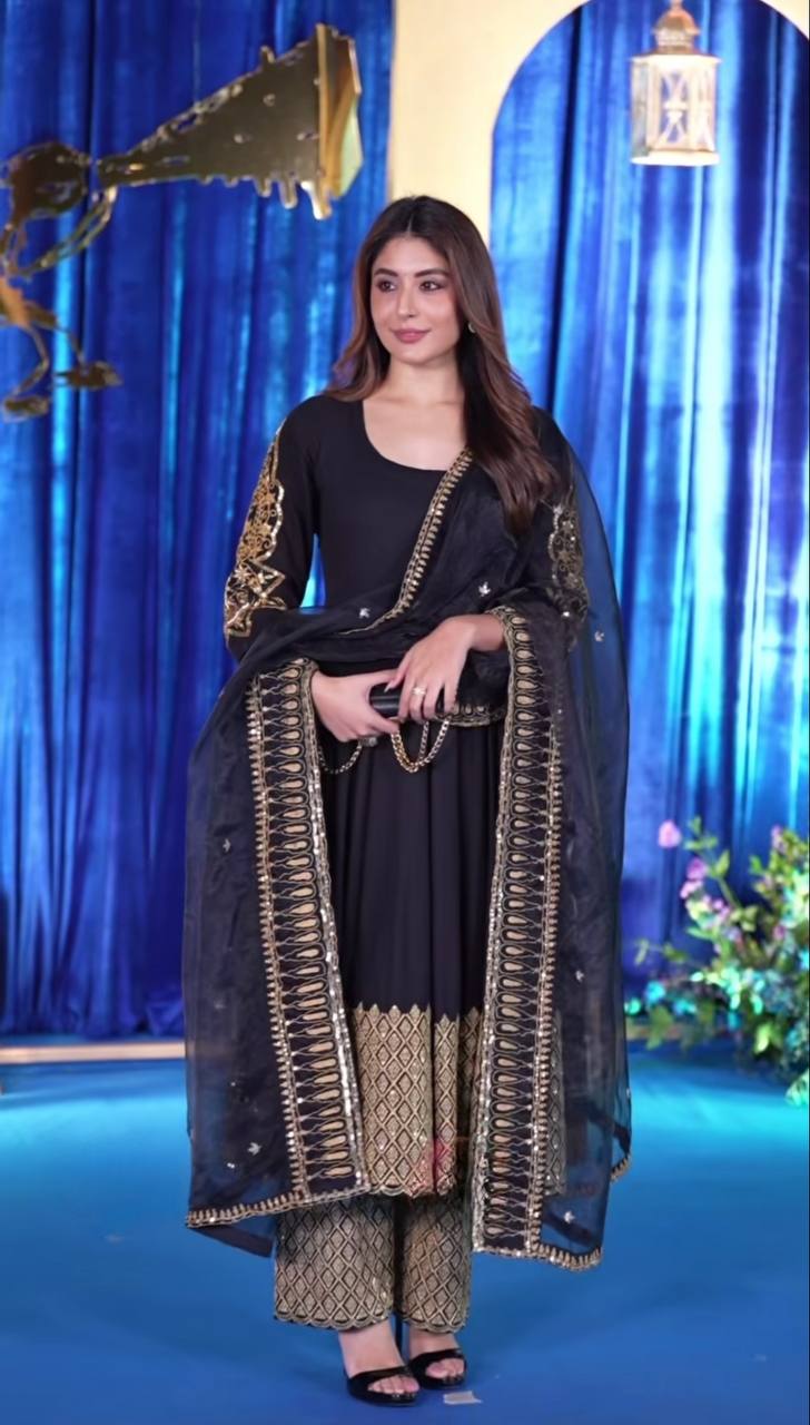 Eloriya Tiana Premium Black Anarkali Suit Set - XS [34] | Eloriya India