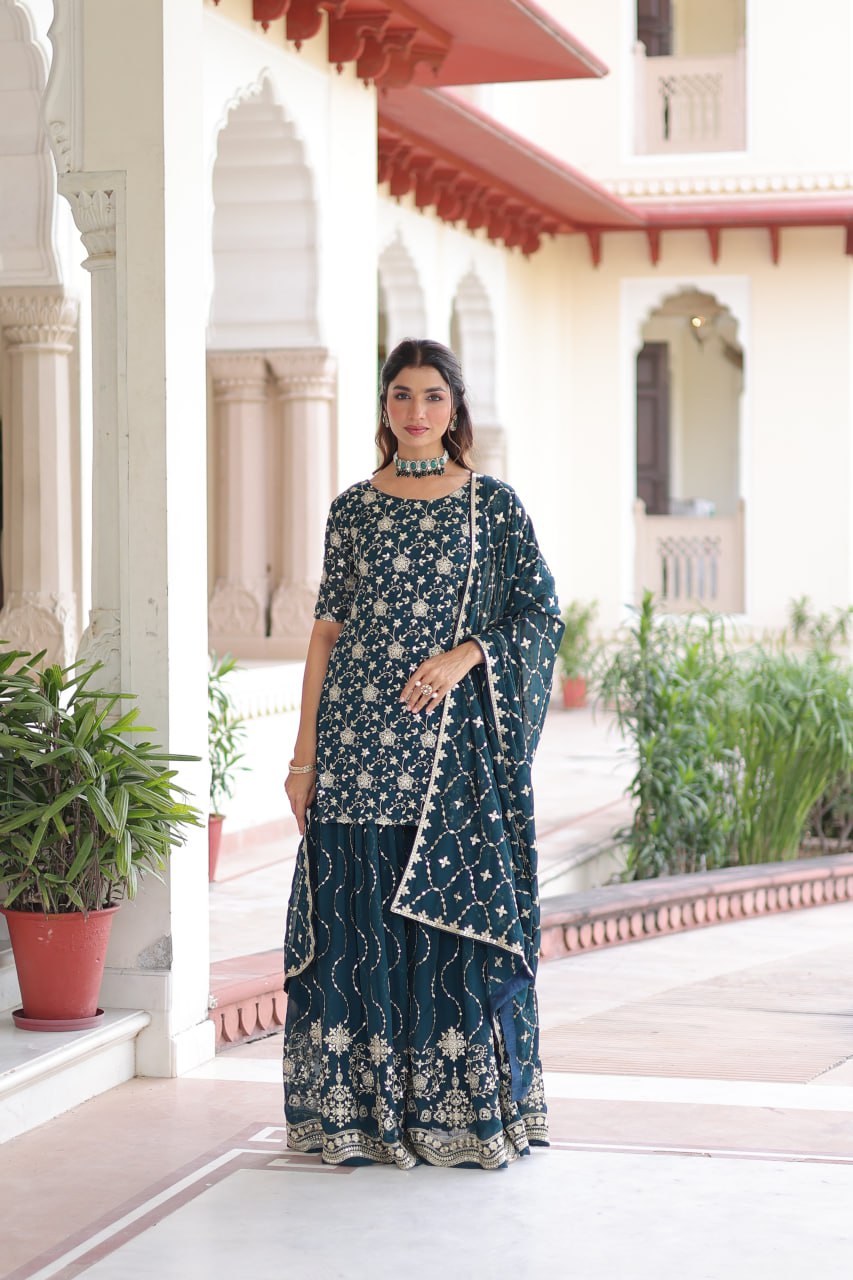 Eloriya Premium Embroidered Sharara Suit | Eloriya India