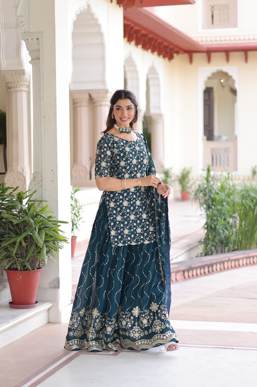 Eloriya Premium Embroidered Sharara Suit | Eloriya India