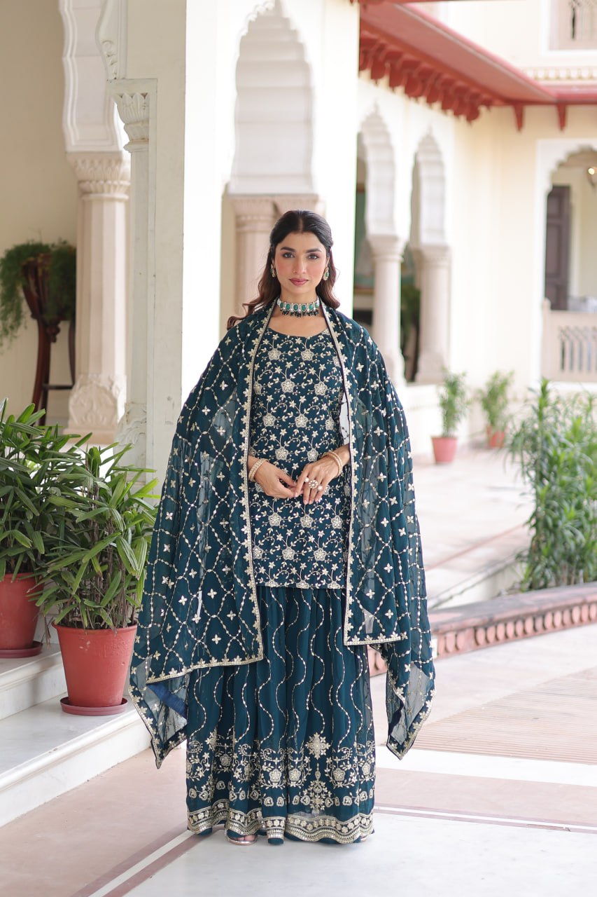 Eloriya Premium Embroidered Sharara Suit | Eloriya India