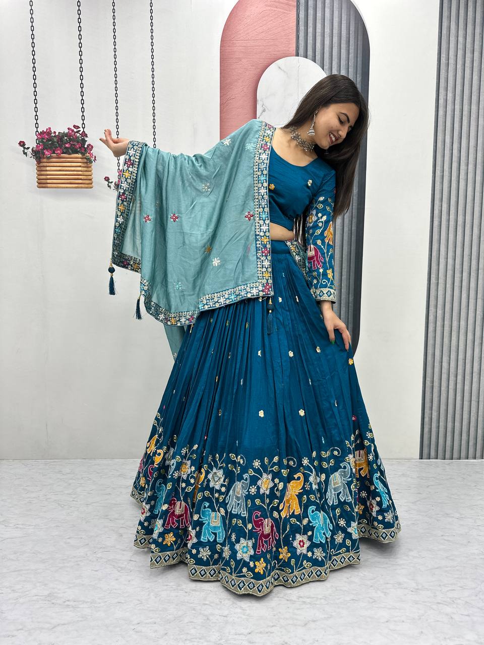 Eloriya Premium Quality Heavy Traditional Lehenga Choli - 2XL | Eloriya India