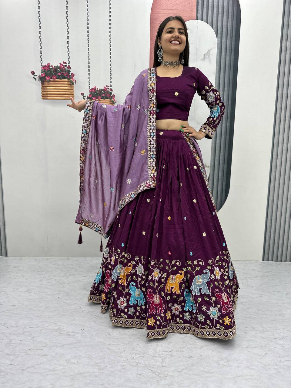 Eloriya Premium Quality Heavy Traditional Lehenga Choli - 2XL | Eloriya India