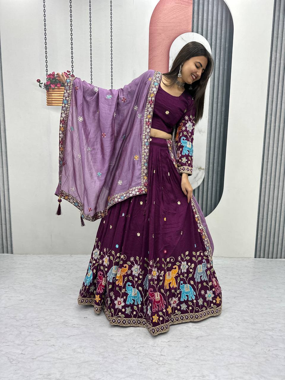 Eloriya Premium Quality Heavy Traditional Lehenga Choli - XL | Eloriya India