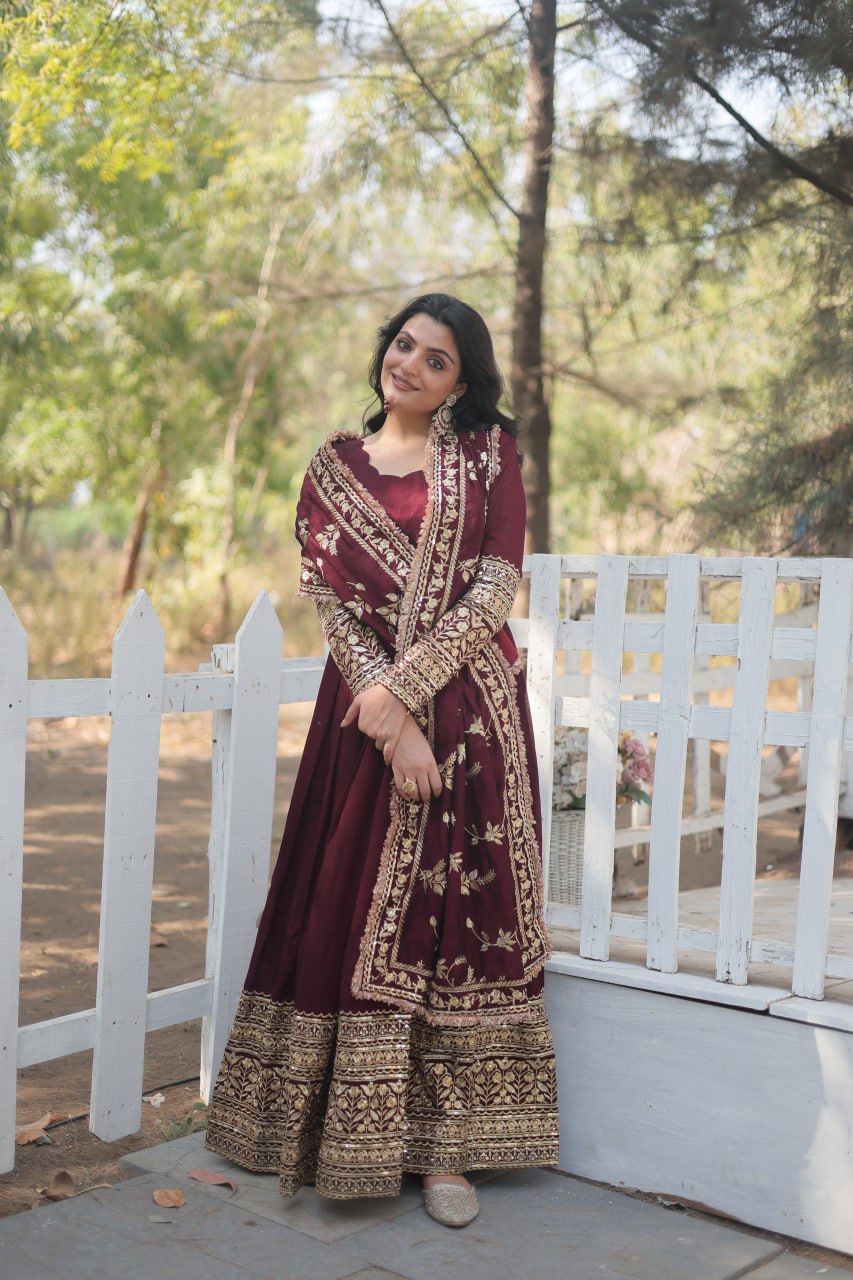 Eloriya Radiant Dark Maroon Suit Set 142 - 2XL [44] | Eloriya India