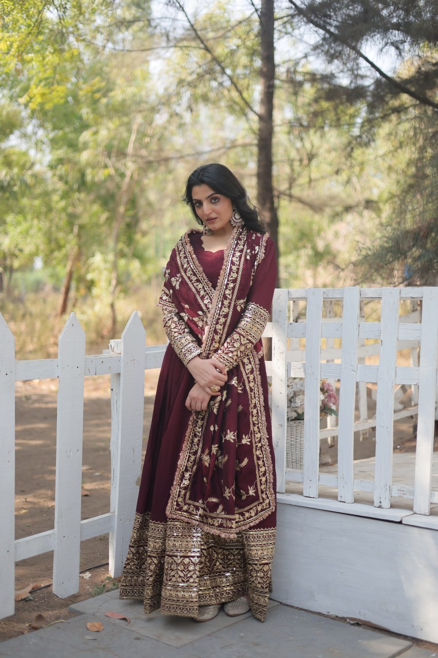 Eloriya Radiant Dark Maroon Suit Set 142 - XL [42] | Eloriya India