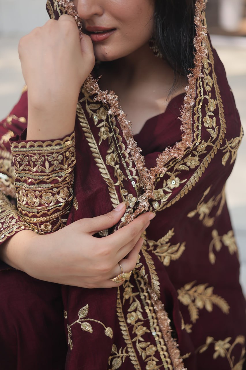 Eloriya Radiant Dark Maroon Suit Set 142 - 3XL [46] | Eloriya India