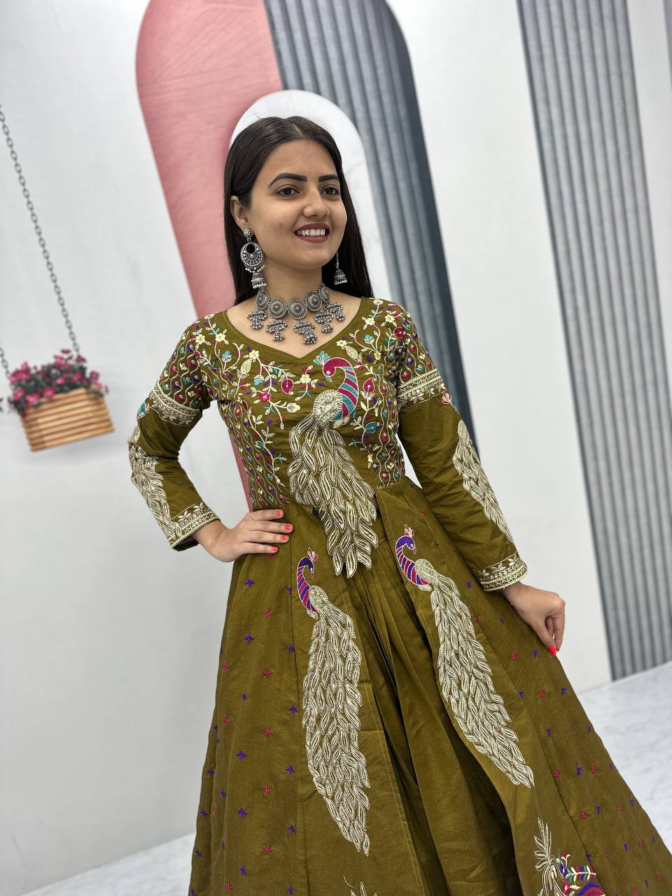 Eloriya Premium Quality Heavy Traditional Crop Top With Shrug - XL [42] | Eloriya India
