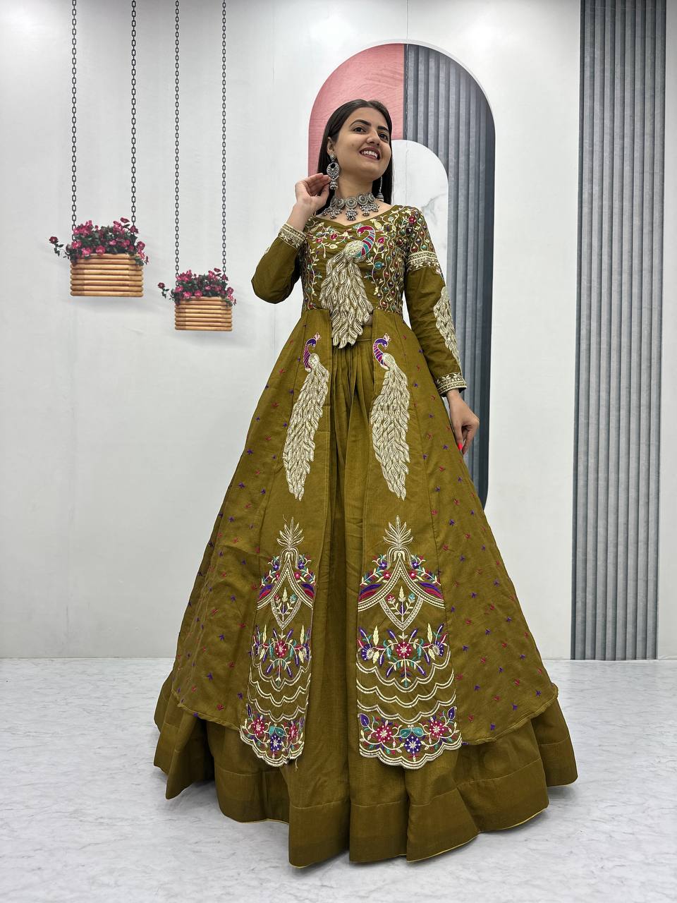 Eloriya Premium Quality Heavy Traditional Crop Top With Shrug With Color - Royal Purple | Eloriya India