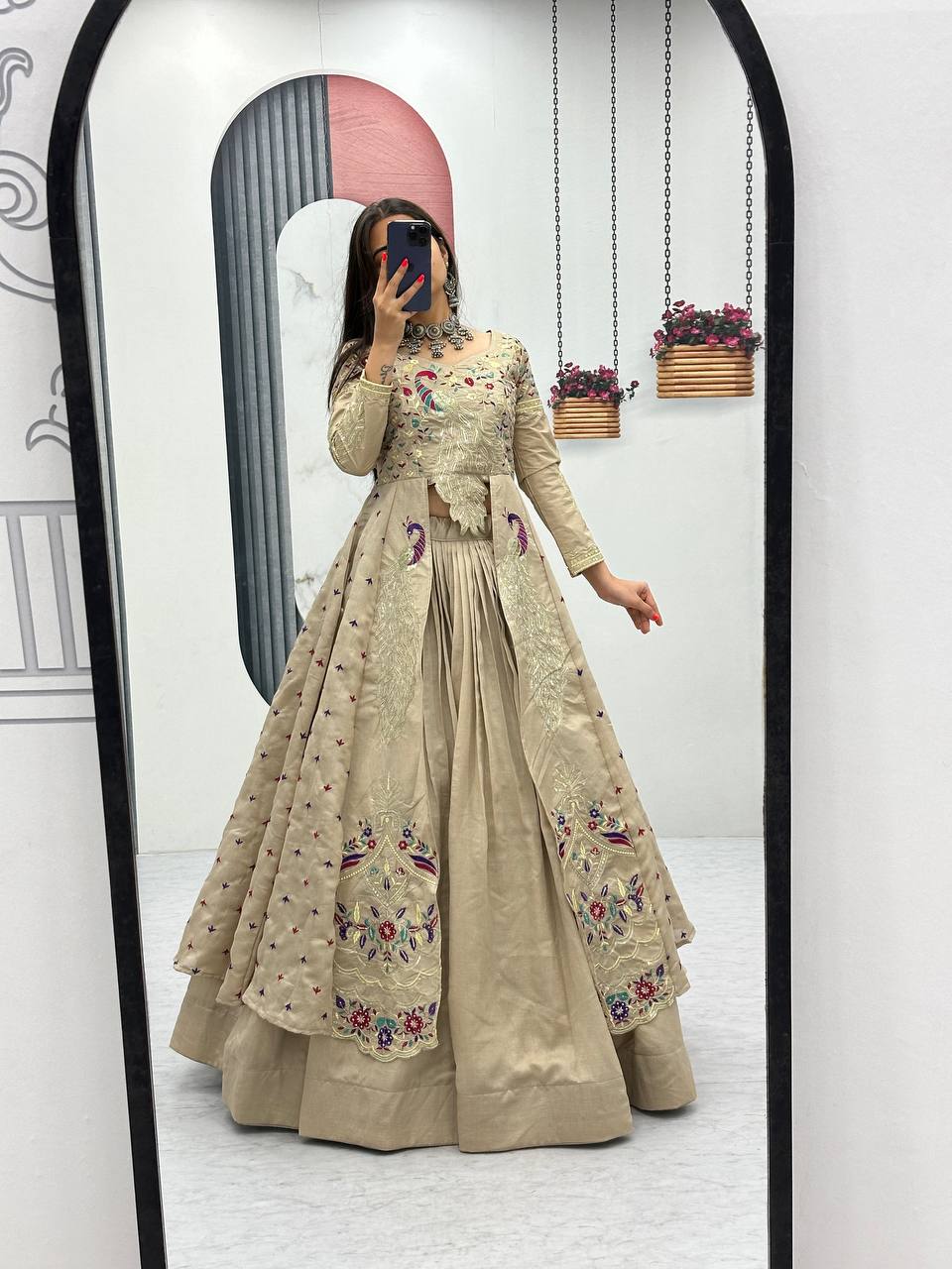 Eloriya Premium Quality Heavy Traditional Crop Top With Shrug - XS [34] | Eloriya India