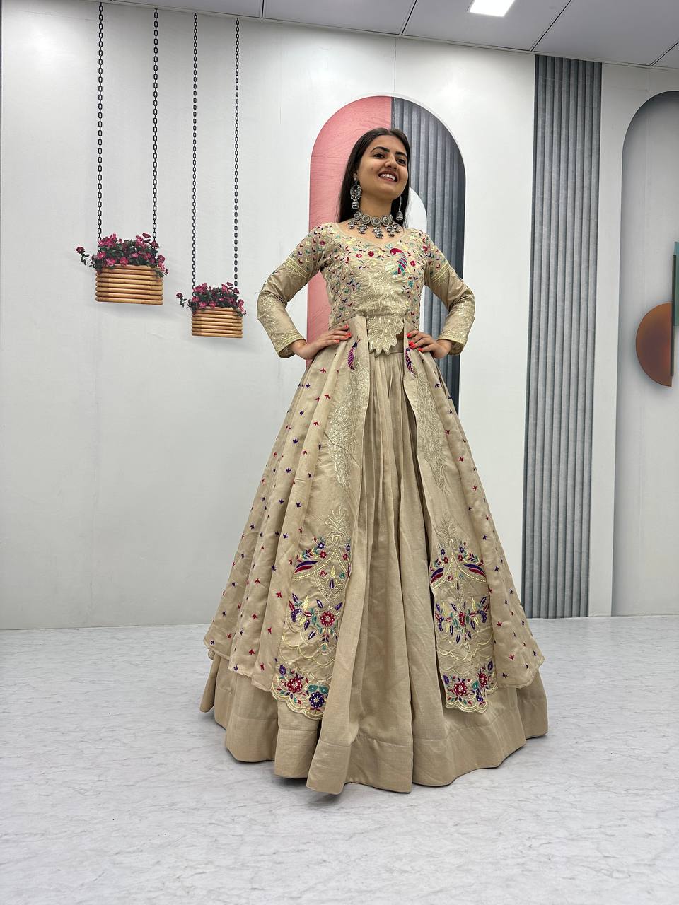 Eloriya Premium Quality Heavy Traditional Crop Top With Shrug With Color - Royal Purple | Eloriya India