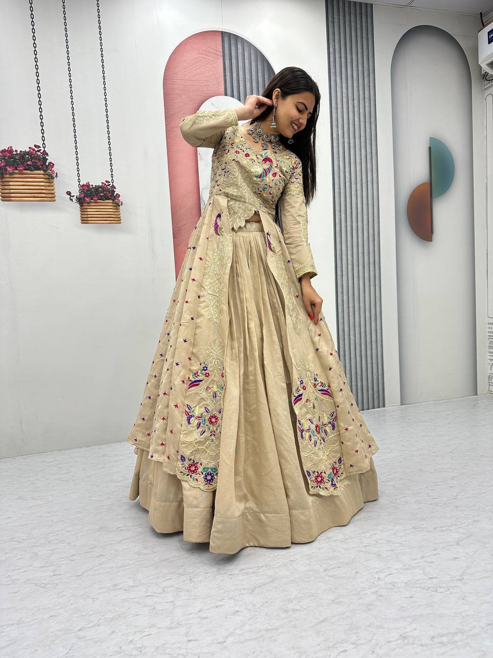 Eloriya Premium Quality Heavy Traditional Crop Top With Shrug - L [40] | Eloriya India