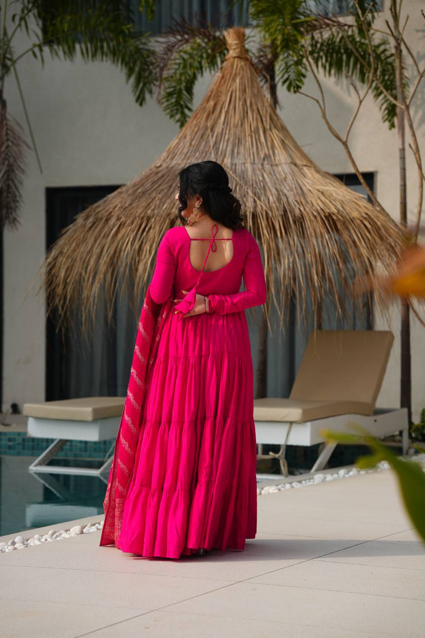 Eloriya Royal Roman Silk Fully Flared Anarkali Suit Set - M [38] | Eloriya India