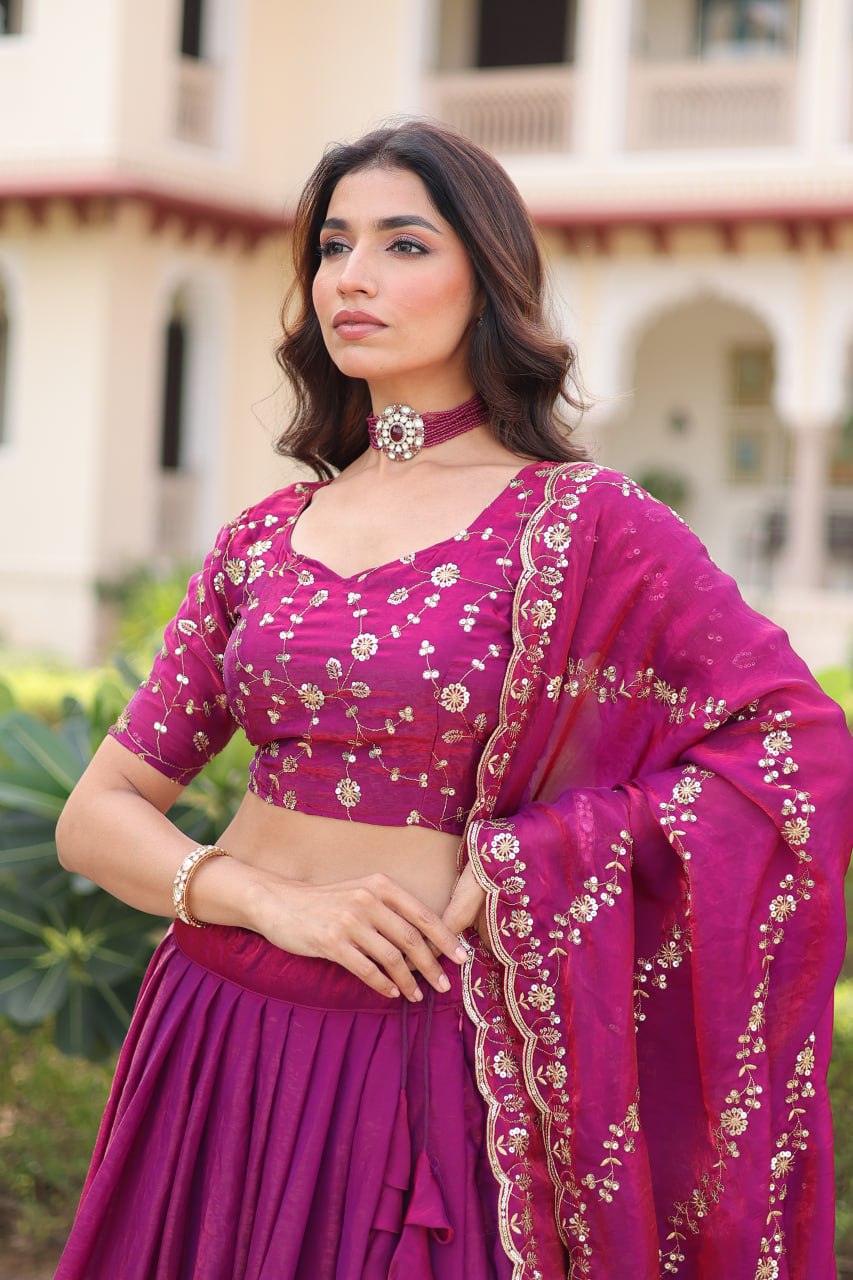 Eloriya Luxury Thread & Sequins Readymade Lehenga Set | Eloriya India