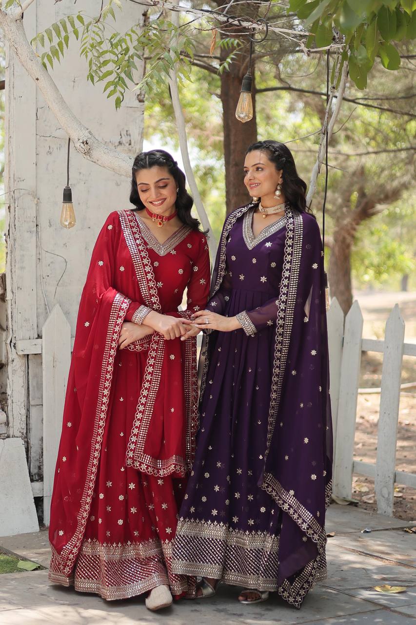 Eloriya Radhika's Anarkali Suit Sut .Td-158 - Purple | Eloriya India