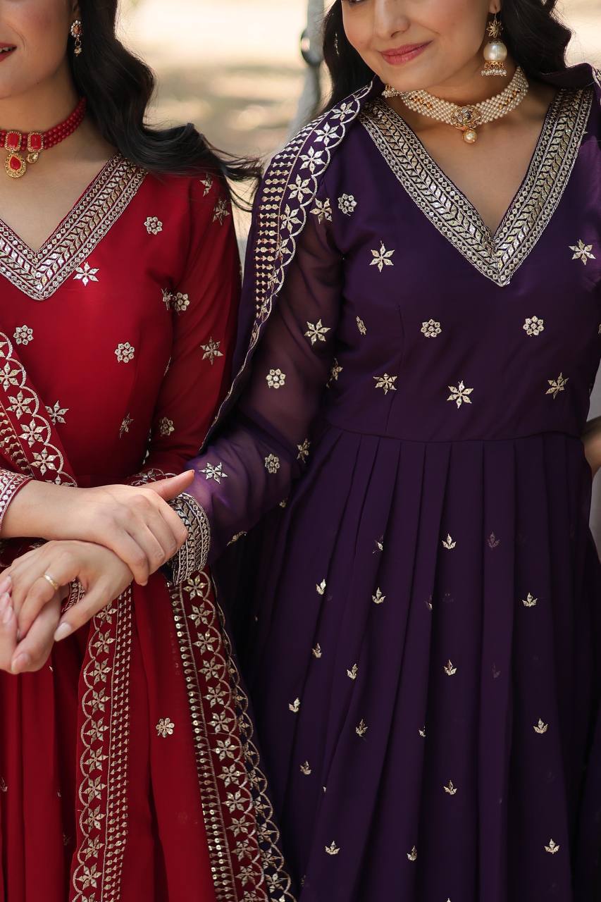 Eloriya Radhika's Anarkali Suit Sut .Td-158 - Purple | Eloriya India
