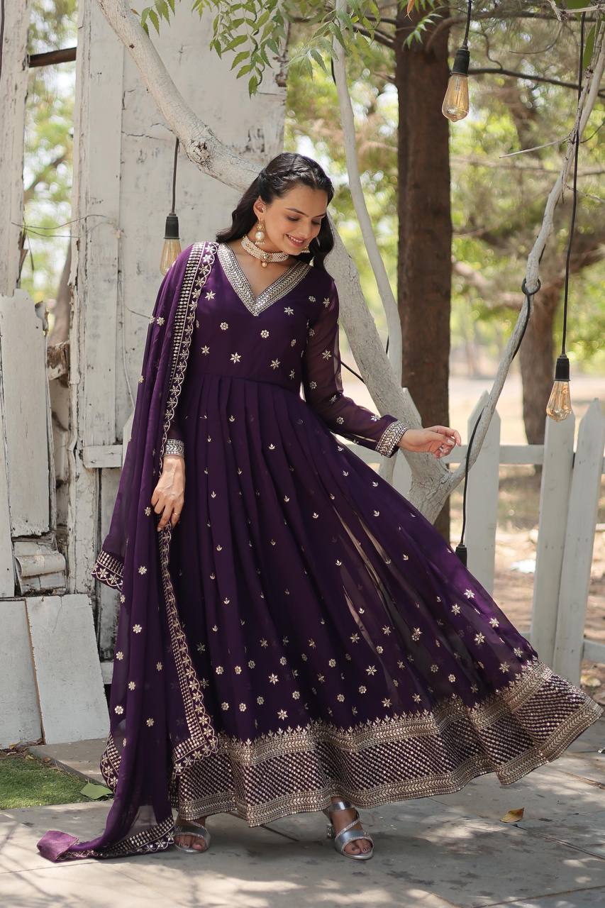 Eloriya Radhika's Anarkali Suit Sut .Td-158 - Purple | Eloriya India