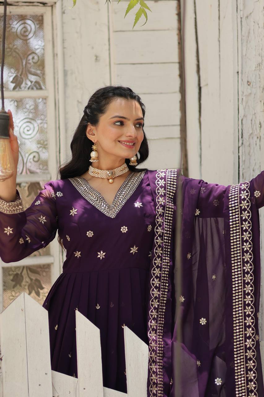 Eloriya Radhika's Anarkali Suit Sut .Td-158 - Purple | Eloriya India