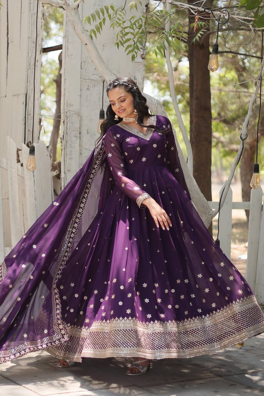 Eloriya Radhika's Anarkali Suit Sut .Td-158 - MEHROON | Eloriya India