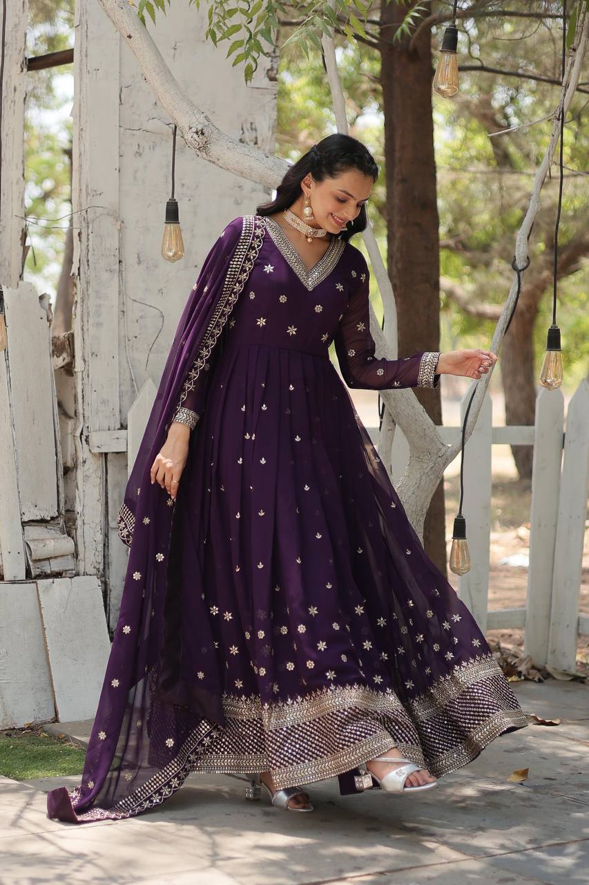 Eloriya Radhika's Anarkali Suit Sut .Td-158 - MEHROON | Eloriya India