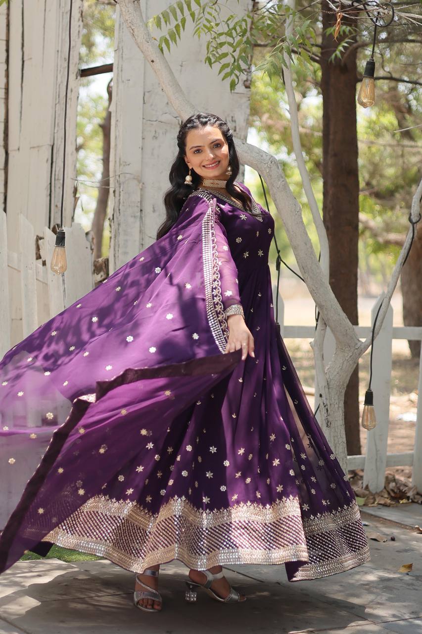 Eloriya Radhika's Anarkali Suit Sut .Td-158 - Purple | Eloriya India