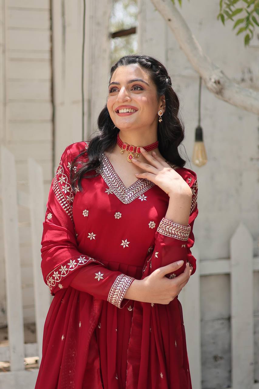 Eloriya Radhika's Anarkali Suit Sut .Td-158 - MEHROON | Eloriya India